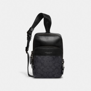 Coach Gotham Sling Pack 13 In Signature Canvas Erkek Sırt Çantası Gri | 18302UEBF
