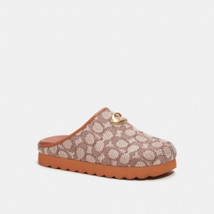 Coach Hadley Slipper In Signature Textile Jacquard Kadın Düz Ayakkabı Renkli | 36490UOAG