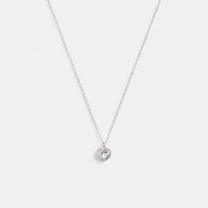 Coach Halo Heart Pendant Necklace Kadın Takı Gümüş | 52608EXVQ