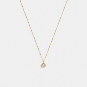 Coach Halo Round Pendant Necklace Kadın Takı Altın | 36125SHCG