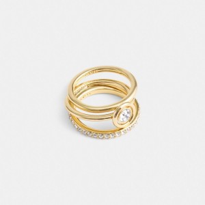 Coach Halo Round Ring Set Kadın Takı Altın | 12380SFUK