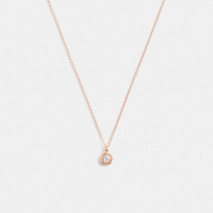 Coach Halo Tea Rose Pendant Necklace Kadın Takı Pembe Altın | 48127WNOI
