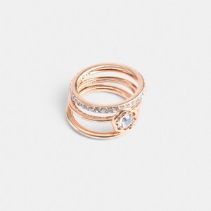Coach Halo Tea Rose Ring Set Kadın Takı Pembe Altın | 58629AUIN
