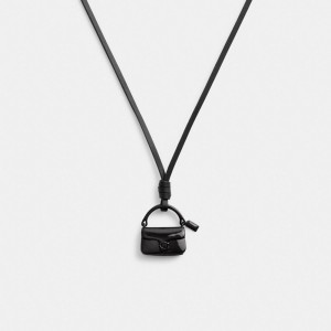 Coach Handbag Leather Necklace Kadın Takı Siyah | 04326DOCS