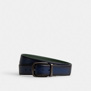 Coach Harness Buckle Cut To Size Reversible Belt, 38 Mm Erkek Kemer Koyu Mavi Yeşil | 12503SVBX