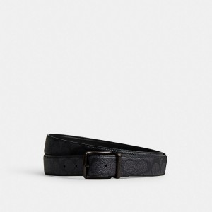Coach Harness Buckle Cut To Size Reversible Belt, 38 Mm Erkek Kemer Gri Siyah | 01843AJPV