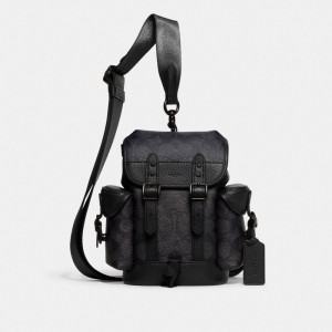 Coach Hitch Backpack 13 In Signature Canvas Erkek Sırt Çantası Gri | 72391ULWP