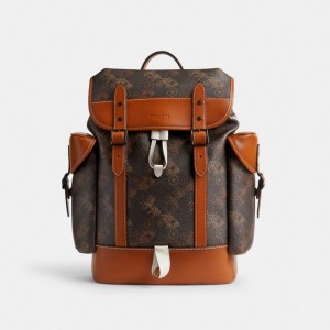 Coach Hitch Backpack With Large Horse And Carriage Print Erkek Sırt Çantası Renkli | 31986PASL