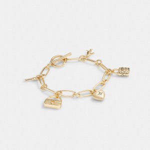 Coach Iconic Charm Chain Bracelet Kadın Takı Altın | 58032BFIY