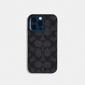 Coach Iphone 14 Pro Case In Signature Canvas Kadın Seyahat Çantası Gri | 26310LQTW