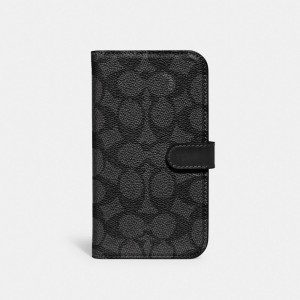 Coach Iphone 14 Pro Folio In Signature Canvas Kadın Seyahat Çantası Gri | 68317PAZI