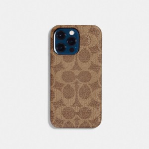 Coach Iphone 14 Pro Max Case In Signature Canvas Kadın Seyahat Çantası Kahverengi | 32861QDOH