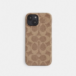 Coach Iphone 15 Plus Case In Signature Canvas Kadın Seyahat Çantası Bej Rengi | 87539AFBD