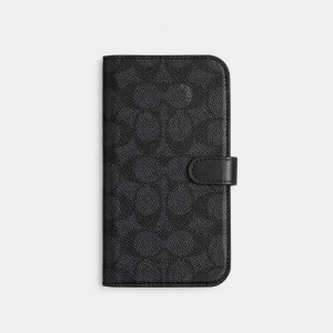Coach Iphone 15 Pro Max Folio In Signature Canvas Kadın Seyahat Çantası Gri | 65418ECPB