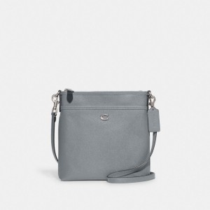 Coach Kitt Messenger Crossbody Bag Kadın Çapraz Askılı Çanta Gümüş Gri Mavi | 79146KSFA