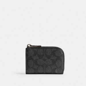 Coach L Zip Key Case In Signature Canvas Erkek Çanta Aksesuarları Gri | 94781PXHT