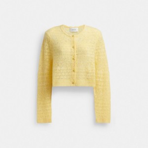 Coach Lace Knit Cardigan Kadın Üstler Sarı | 18437CDYK