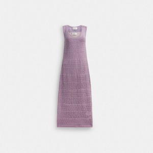Coach Lace Knit Dress Kadın Elbise Mor | 91865NBVE