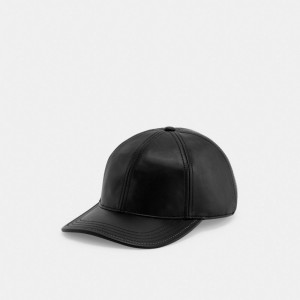 Coach Leather Baseball Hat Erkek Şapkalar Siyah | 14392GFHW