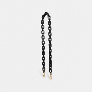 Coach Leather Covered Chain Strap Kadın Takı Siyah | 87025WPRV