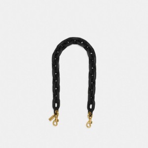 Coach Leather Covered Short Chain Strap Kadın Takı Siyah | 49761YFPR