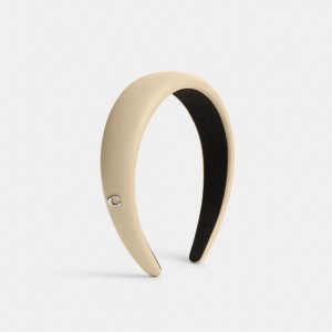Coach Leather Headband Kadın Şapkalar Beyaz | 38971JFZS