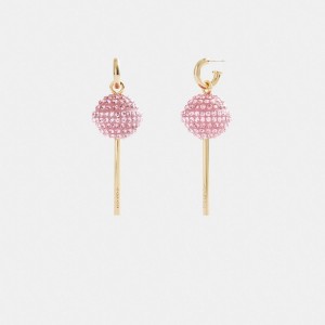 Coach Lollipop Earrings Kadın Takı Altın Pembe | 46875ZJNV