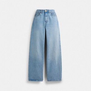 Coach Loose Fit Jeans Kadın Pantolon Mavi | 21796ZFJA