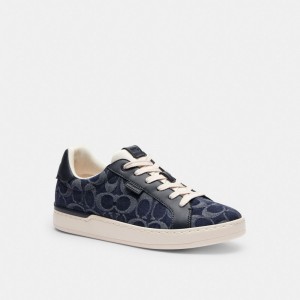 Coach Lowline Low Top Sneaker In Signature Denim Kadın Spor Ayakkabı Mavi | 28769DEWP