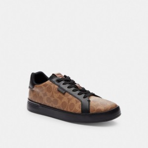 Coach Lowline Low Top Sneaker In Signature Canvas Erkek Spor Ayakkabı Kahverengi Siyah | 58091QDBT