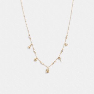 Coach Mini Iconic Charm Necklace Kadın Takı Altın | 48605XSVO