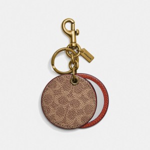 Coach Mirror Bag Charm In Signature Canvas Kadın Takı Kahverengi Kırmızı | 14862XDAN