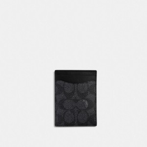 Coach Money Clip Card Case In Signature Canvas Erkek Kart Kılıfı Gri | 59678IBOF