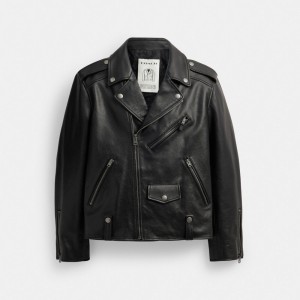 Coach Moto Jacket Kadın Mont Siyah | 63829QHGZ