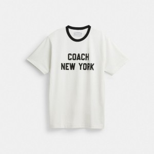 Coach New York T Shirt Kadın Üstler Beyaz | 68150QANI