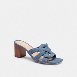Coach Nikki Sandal Kadın Topuklu Ayakkabılar Indigo Mavi | 23841QCGT