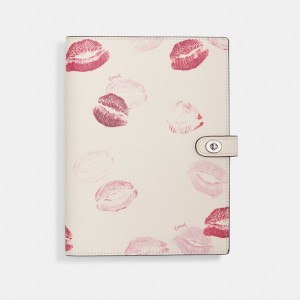 Coach Notebook With Lip Print Kadın Seyahat Çantası Gümüş Renkli | 97283AIOD