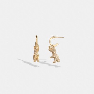 Coach Pave Rexy Huggie Earrings Kadın Takı Altın | 35427BLJQ