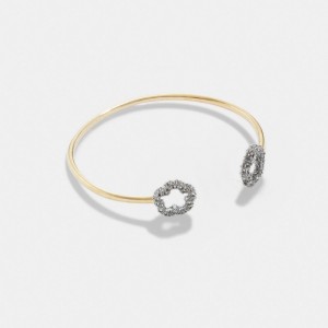 Coach Pave Tea Rose Open Cuff Bracelet Kadın Takı Altın | 14653OCXT