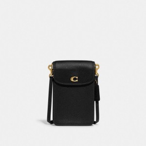 Coach Phone Crossbody Bag Kadın Çapraz Askılı Çanta Siyah | 12769EQAT
