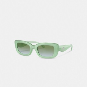 Coach Pillow Tabby Narrow Rectangle Sunglasses Kadın Gözlük Nane | 74596IKXO