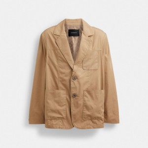 Coach Regenerative Cotton Casual Lightweight Blazer Erkek Mont Haki | 18794FJIX