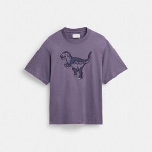 Coach Rexy T Shirt In Organic Cotton Erkek Üstler Mor | 48736DCQM