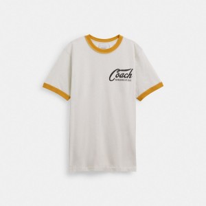 Coach Ringer T Shirt Erkek Üstler Gri | 84267PETZ