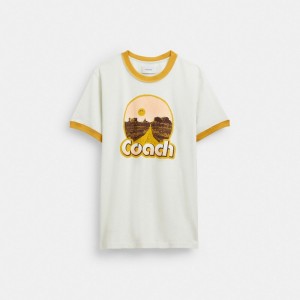 Coach Roadside Ringer T Shirt Erkek Üstler Beyaz | 72501SJWH