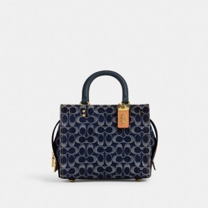 Coach Rogue Bag 25 In Signature Denim Kadın Satchel Çanta Mavi | 50714ZDJO