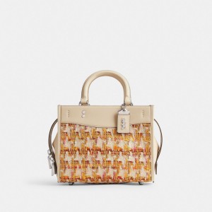 Coach Rogue Bag 25 In Tweed Kadın Satchel Çanta Gümüş Renkli | 85290BVQR