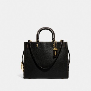 Coach Rogue Bag In Regenerative Leather Kadın Omuz Çantası Siyah | 24351DHXA