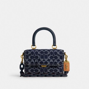 Coach Rogue Top Handle Bag In Signature Denim Kadın Satchel Çanta Mavi Mavi | 90517NEHB