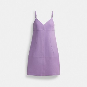 Coach Short Leather Dress Kadın Elbise Mor | 94657UGVM